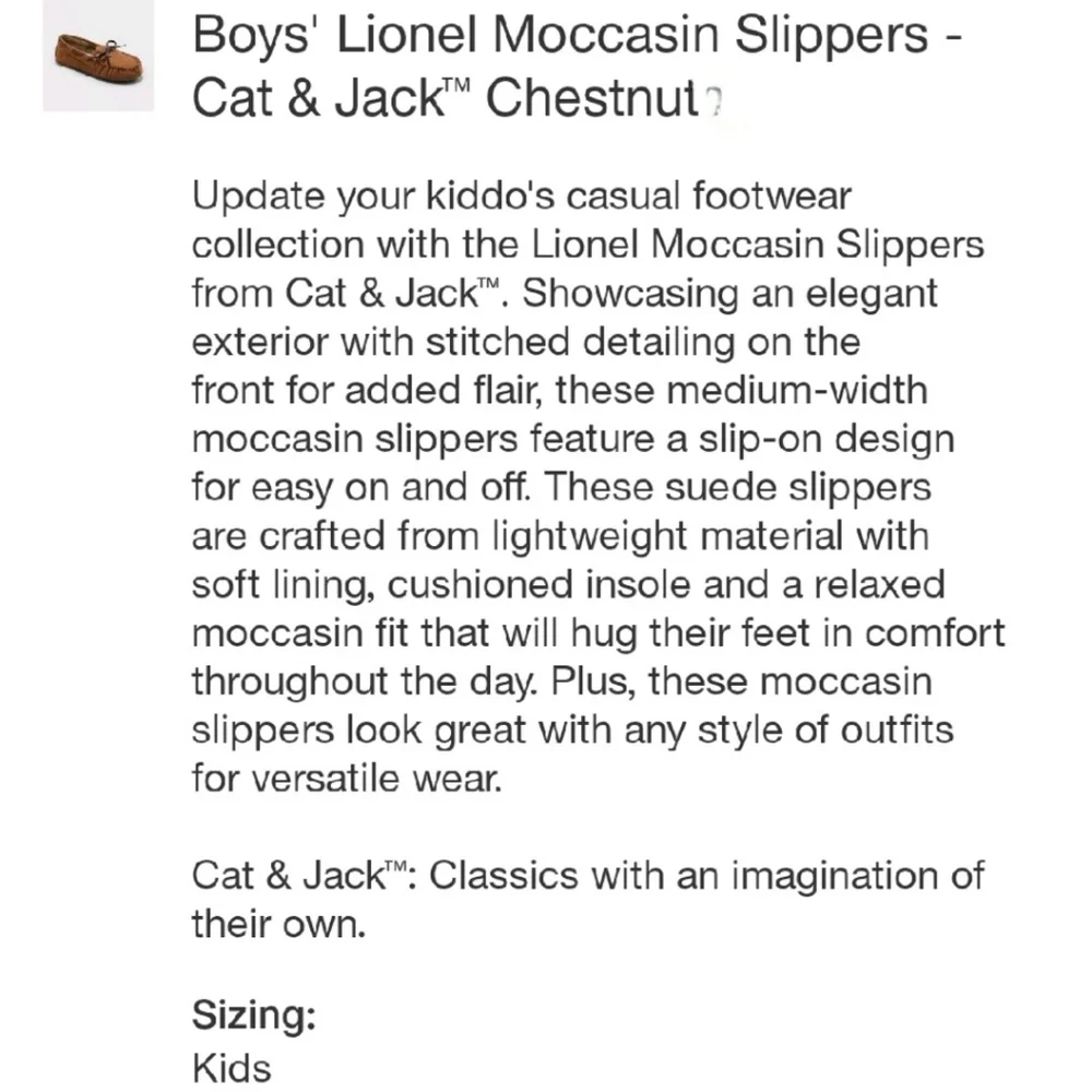 Cat & Jack Boys Lionel Moccasin Slippers